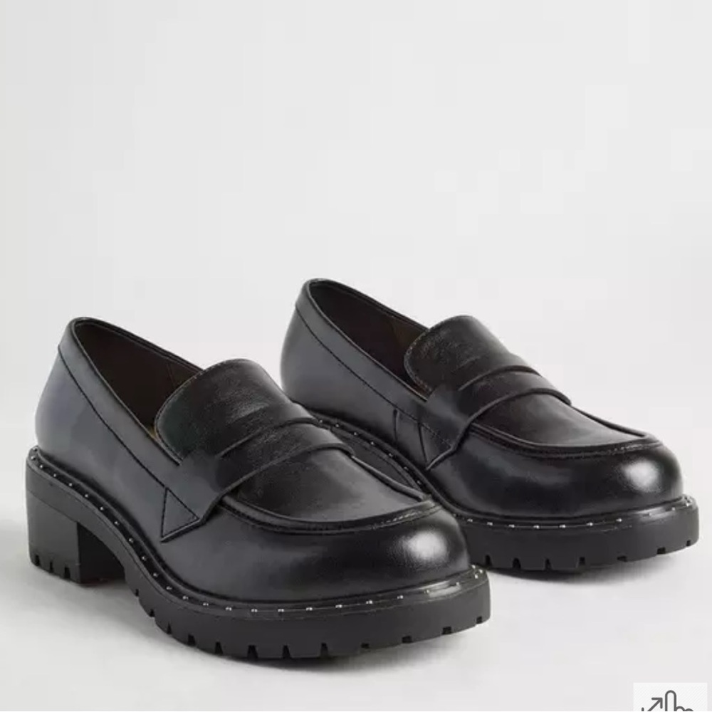 TORRID Chunky Studded Black Loafers NWOT